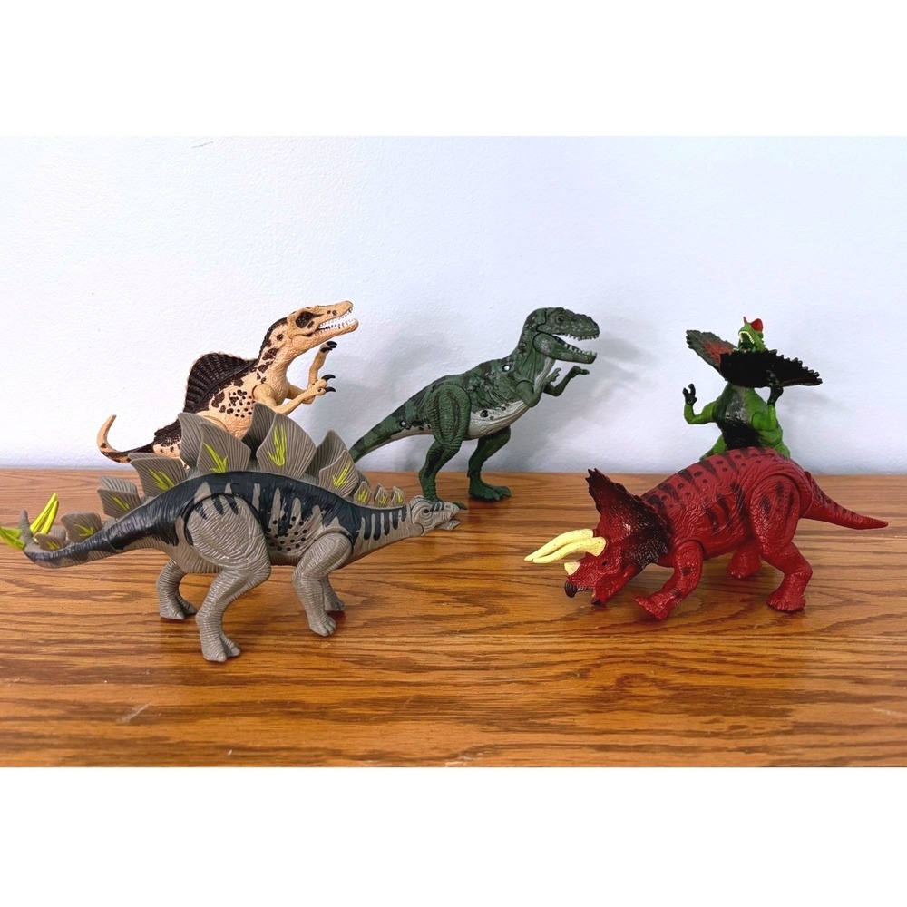 Kid Galaxy Posable Dinosaur Action Figure Toy Lights and‎ Sounds Lot 5pc